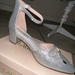 Silver Glitter Kids Dress Shoes